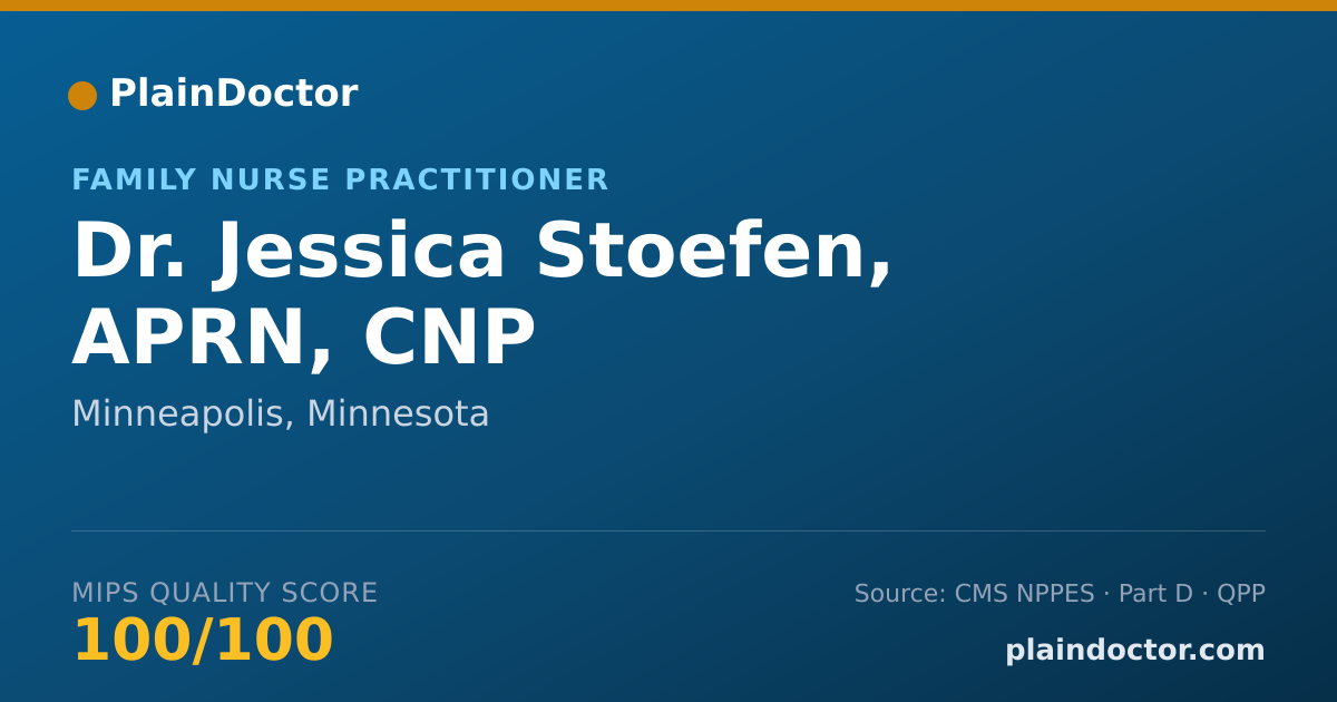 Shareable card for Jessica Stoefen, APRN, CNP - Family Nurse Practitioner, Minneapolis, MN