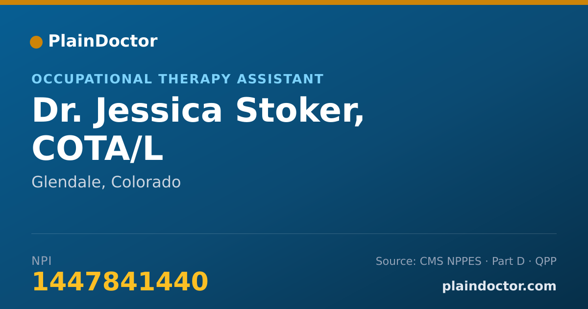 Shareable card for Jessica Stoker, COTA/L - Occupational Therapy Assistant, Glendale, CO