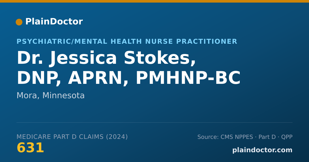 Shareable card for Jessica Stokes, DNP, APRN, PMHNP-BC - Psychiatric/Mental Health Nurse Practitioner, Mora, MN