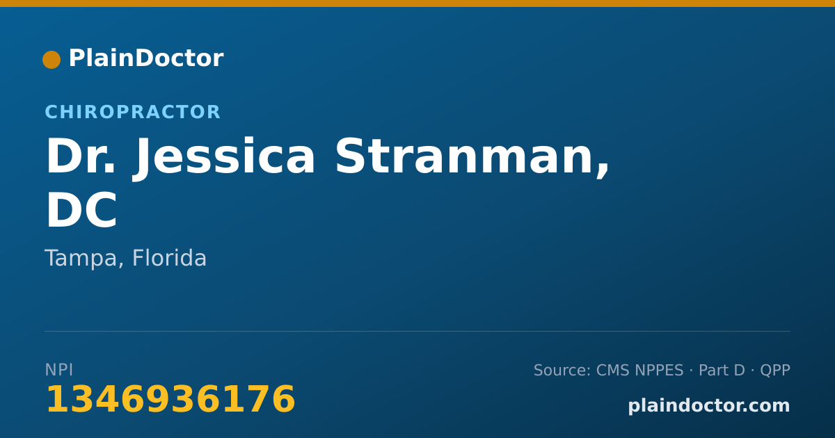 Shareable card for Jessica Stranman, DC - Chiropractor, Tampa, FL