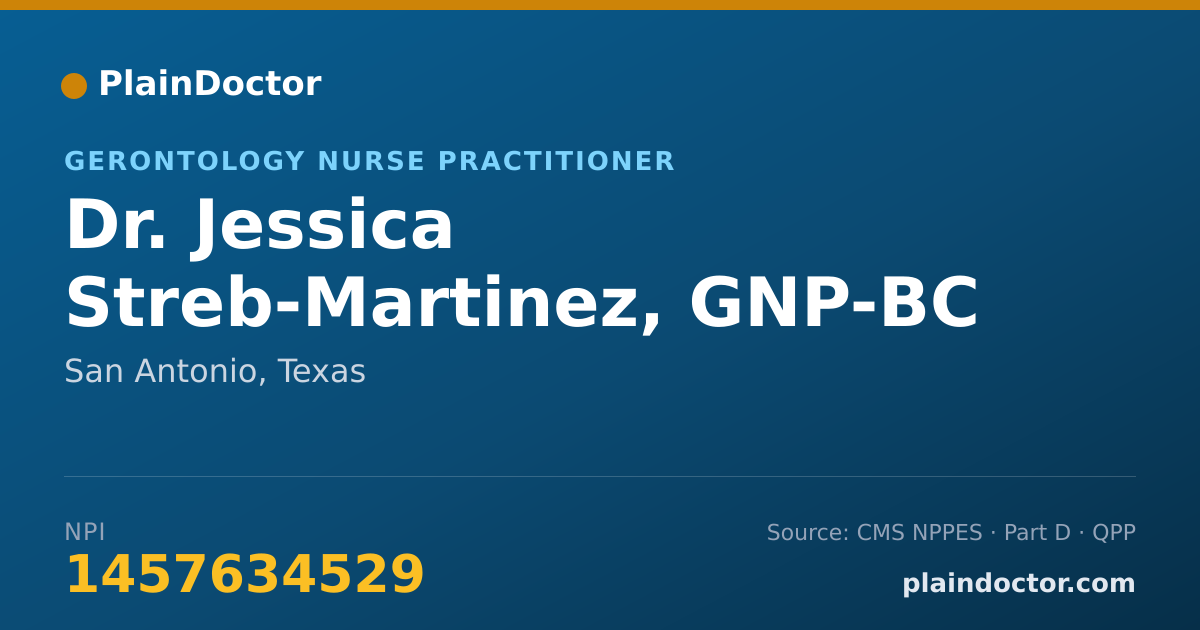 Shareable card for Jessica Streb-Martinez, GNP-BC - Gerontology Nurse Practitioner, San Antonio, TX