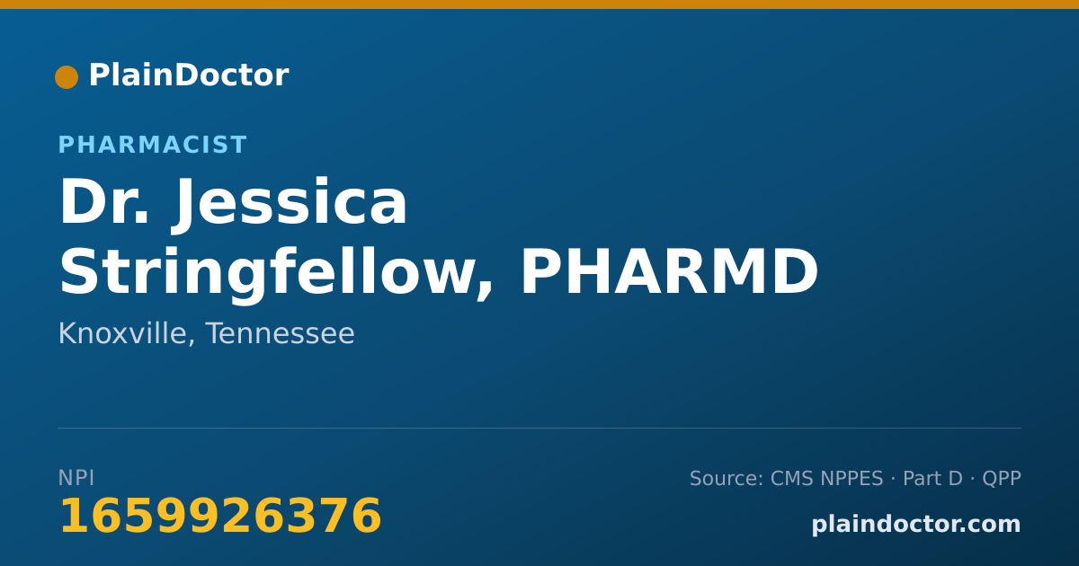 Shareable card for Jessica Stringfellow, PHARMD - Pharmacist, Knoxville, TN