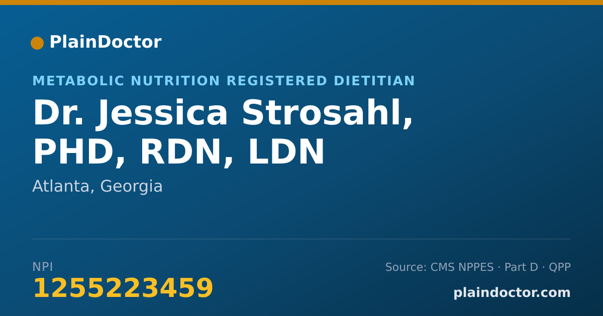 Shareable card for Jessica Strosahl, PHD, RDN, LDN - Metabolic Nutrition Registered Dietitian, Atlanta, GA