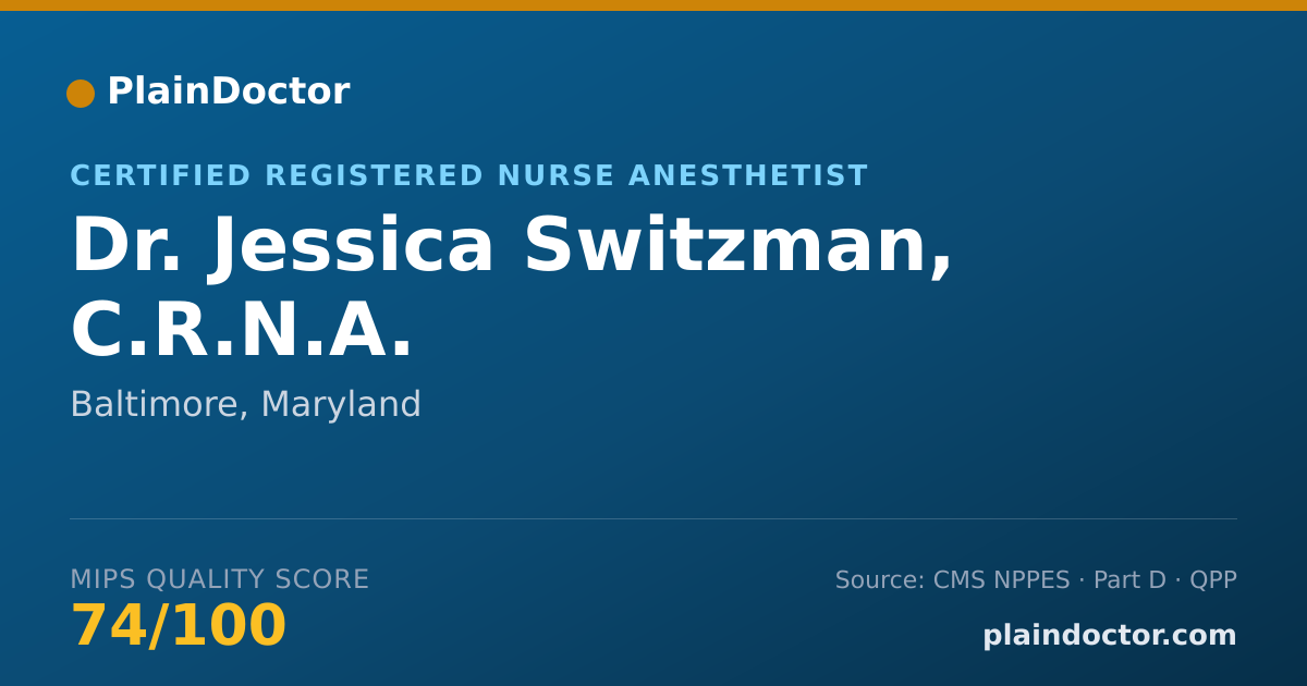 Shareable card for Jessica Switzman, C.R.N.A. - Certified Registered Nurse Anesthetist, Baltimore, MD
