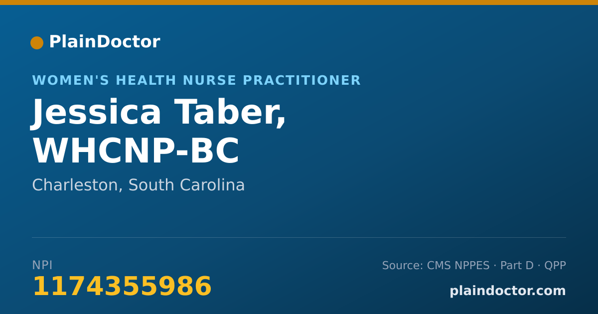 Shareable card for Jessica Taber, WHCNP-BC - Women's Health Nurse Practitioner, Charleston, SC