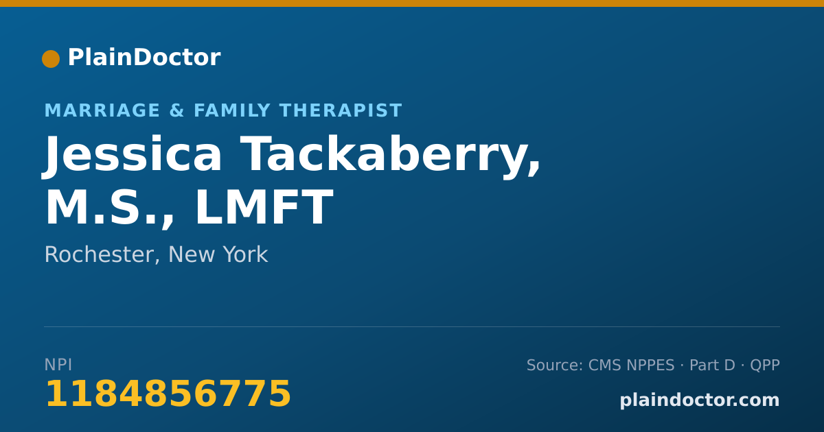 Shareable card for Jessica Tackaberry, M.S., LMFT - Marriage & Family Therapist, Rochester, NY