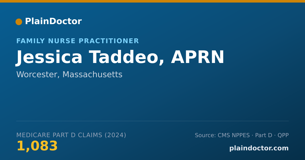 Shareable card for Jessica Taddeo, APRN - Family Nurse Practitioner, Worcester, MA