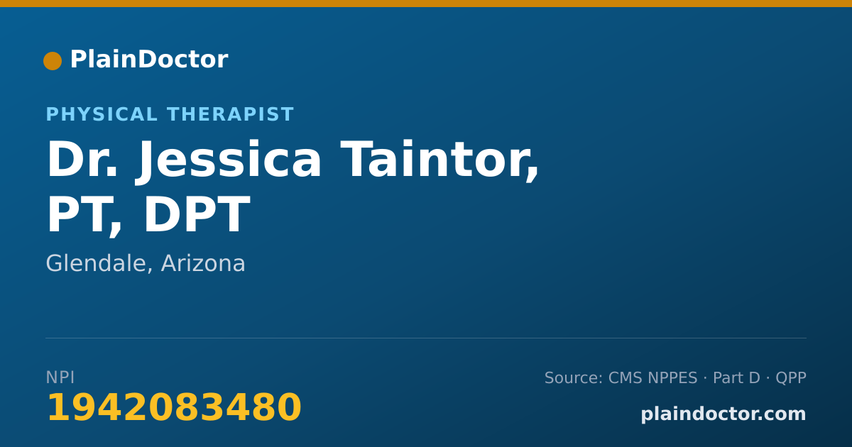 Shareable card for Jessica Taintor, PT, DPT - Physical Therapist, Glendale, AZ