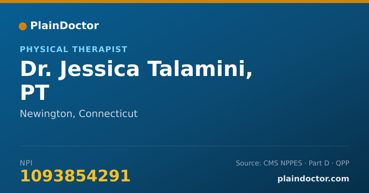 Shareable card for Jessica Talamini, PT - Physical Therapist, Newington, CT