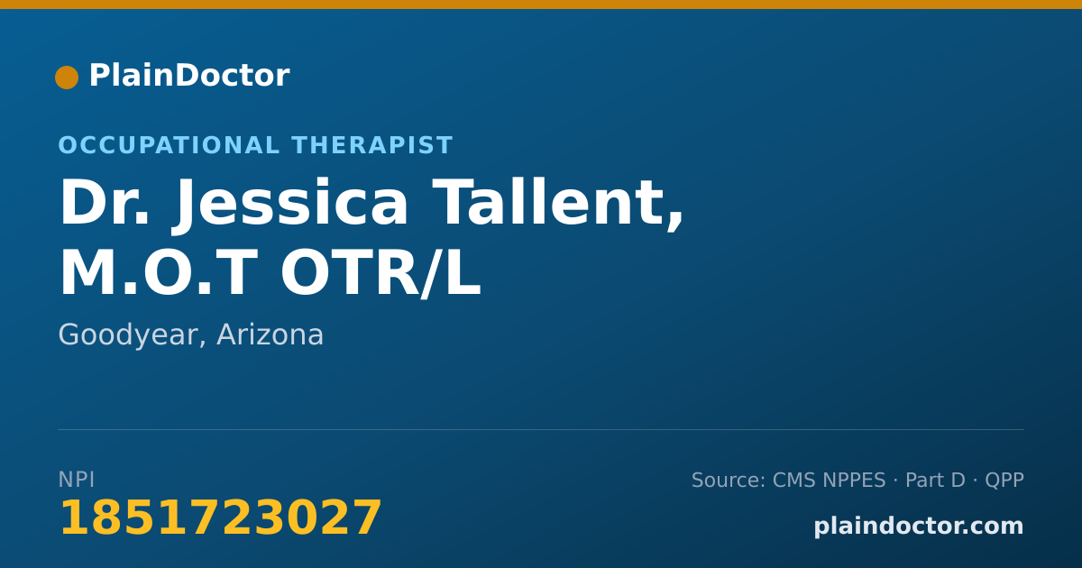 Shareable card for Jessica Tallent, M.O.T OTR/L - Occupational Therapist, Goodyear, AZ