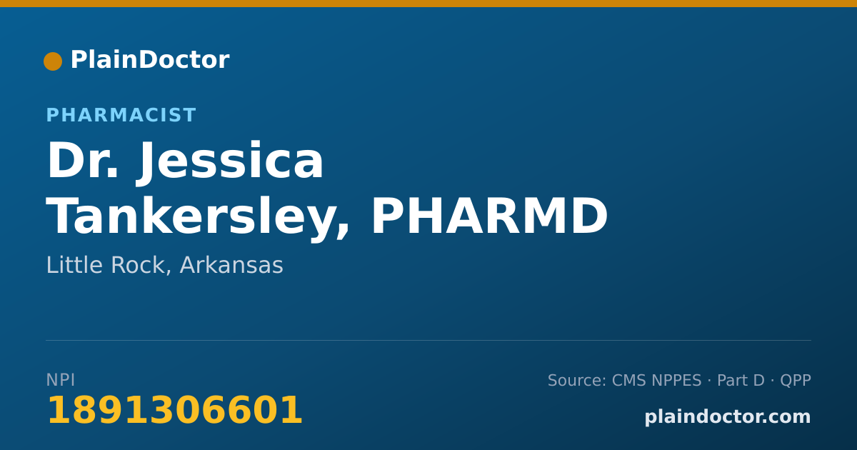 Shareable card for Jessica Tankersley, PHARMD - Pharmacist, Little Rock, AR