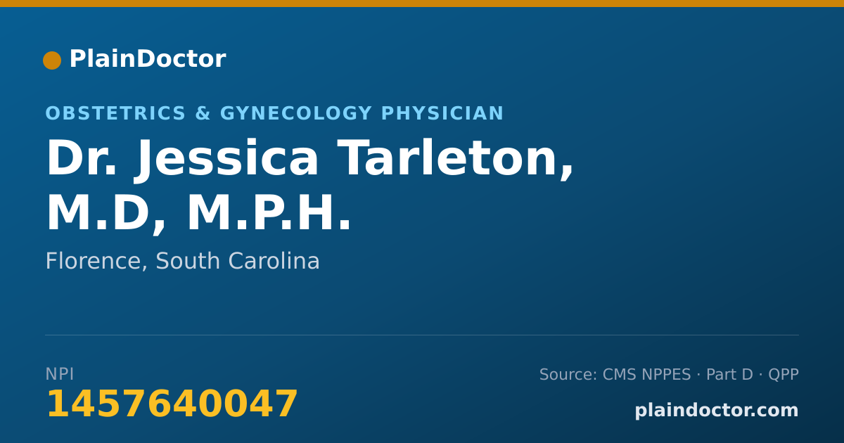 Shareable card for Jessica Tarleton, M.D, M.P.H. - Obstetrics & Gynecology Physician, Florence, SC