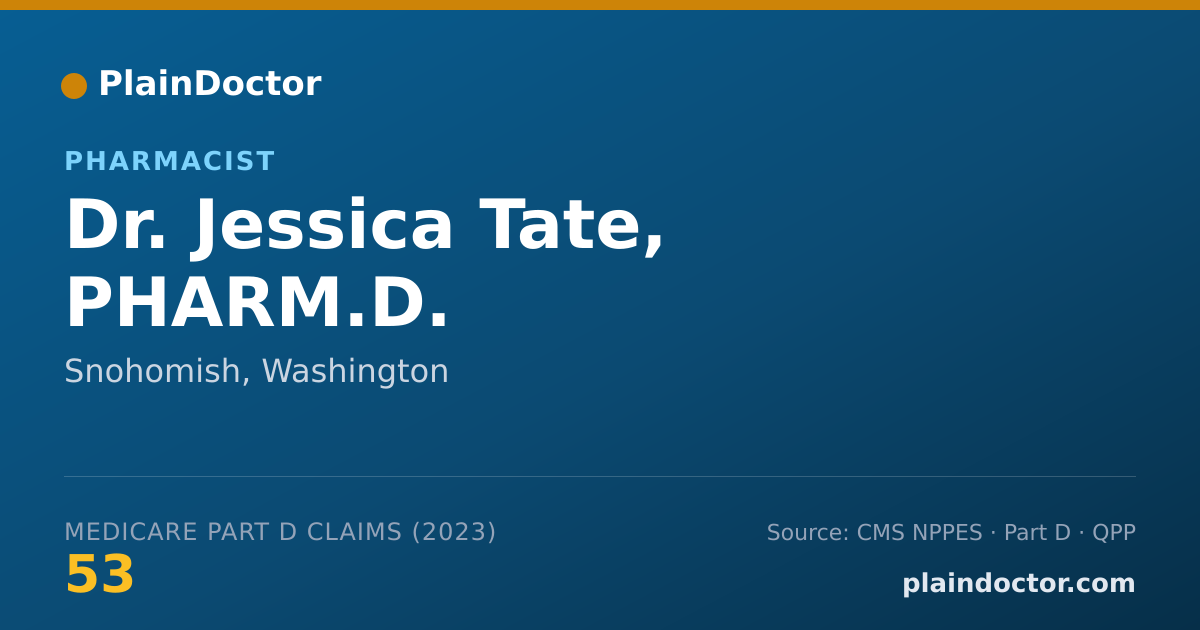 Shareable card for Jessica Tate, PHARM.D. - Pharmacist, Snohomish, WA