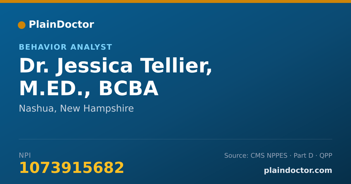 Shareable card for Jessica Tellier, M.ED., BCBA - Behavior Analyst, Nashua, NH