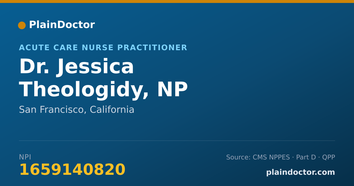 Shareable card for Jessica Theologidy, NP - Acute Care Nurse Practitioner, San Francisco, CA