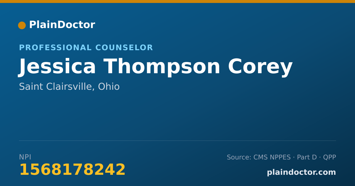 Shareable card for Jessica Thompson Corey - Professional Counselor, Saint Clairsville, OH