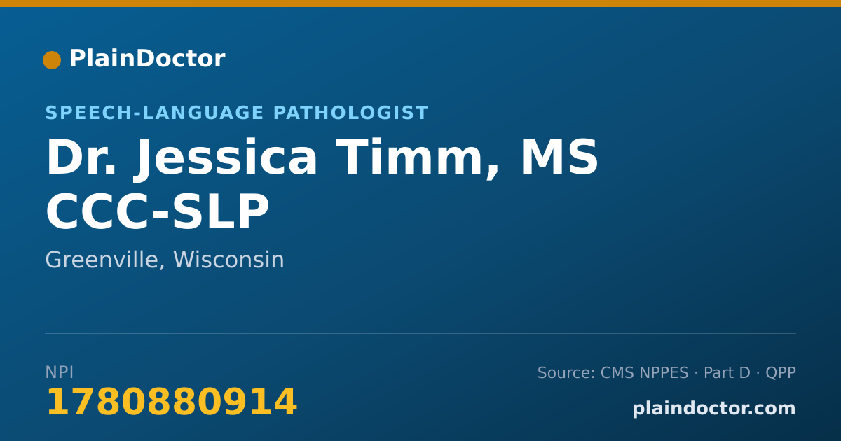 Shareable card for Jessica Timm, MS CCC-SLP - Speech-Language Pathologist, Greenville, WI