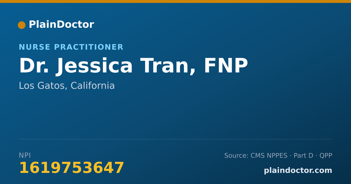 Shareable card for Jessica Tran, FNP - Nurse Practitioner, Los Gatos, CA