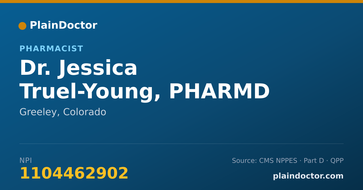 Shareable card for Jessica Truel-Young, PHARMD - Pharmacist, Greeley, CO