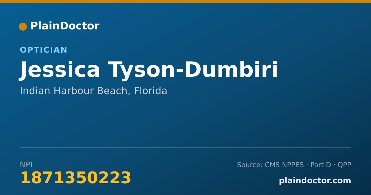 Shareable card for Jessica Tyson-Dumbiri - Optician, Indian Harbour Beach, FL