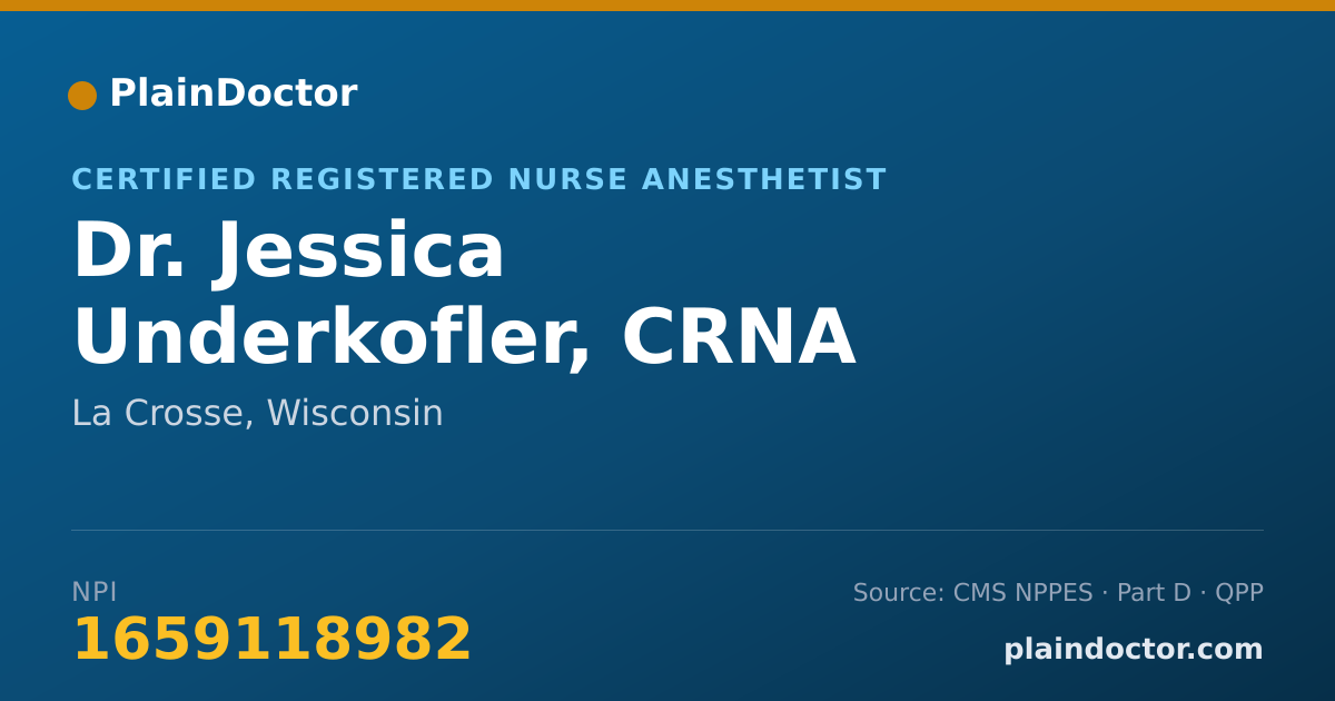 Shareable card for Jessica Underkofler, CRNA - Certified Registered Nurse Anesthetist, La Crosse, WI