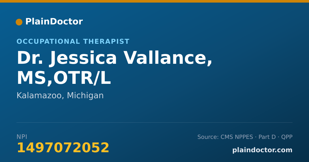 Shareable card for Jessica Vallance, MS,OTR/L - Occupational Therapist, Kalamazoo, MI