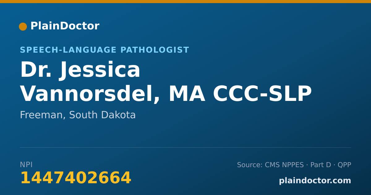 Shareable card for Jessica Vannorsdel, MA CCC-SLP - Speech-Language Pathologist, Freeman, SD