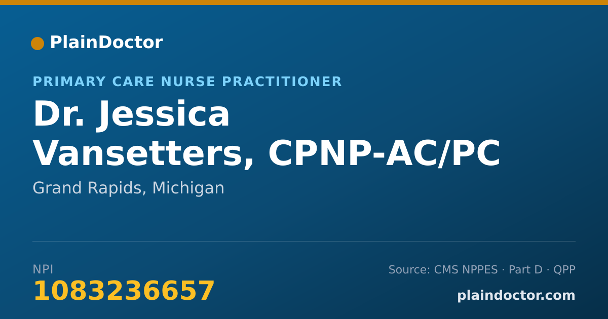 Shareable card for Jessica Vansetters, CPNP-AC/PC - Primary Care Nurse Practitioner, Grand Rapids, MI