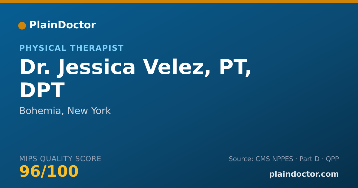 Shareable card for Jessica Velez, PT, DPT - Physical Therapist, Bohemia, NY