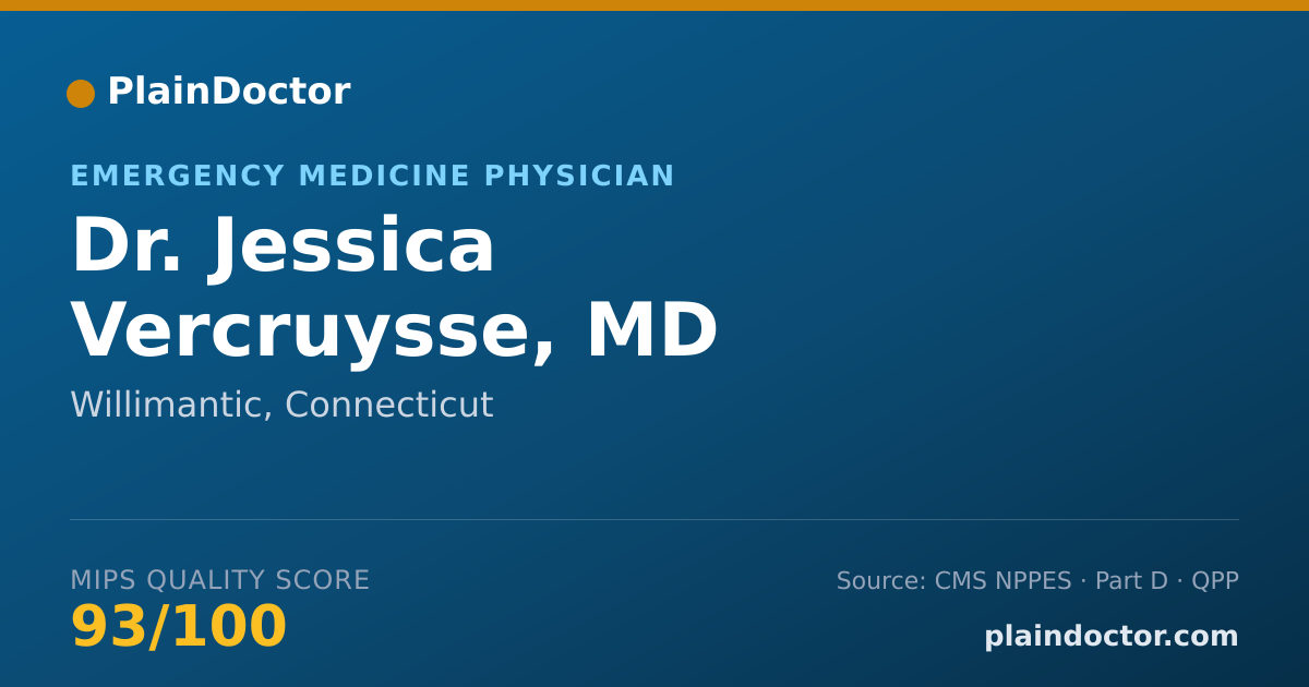 Shareable card for Jessica Vercruysse, MD - Emergency Medicine Physician, Willimantic, CT