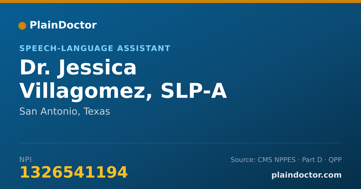 Shareable card for Jessica Villagomez, SLP-A - Speech-Language Assistant, San Antonio, TX