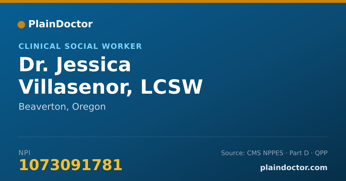 Shareable card for Jessica Villasenor, LCSW - Clinical Social Worker, Beaverton, OR
