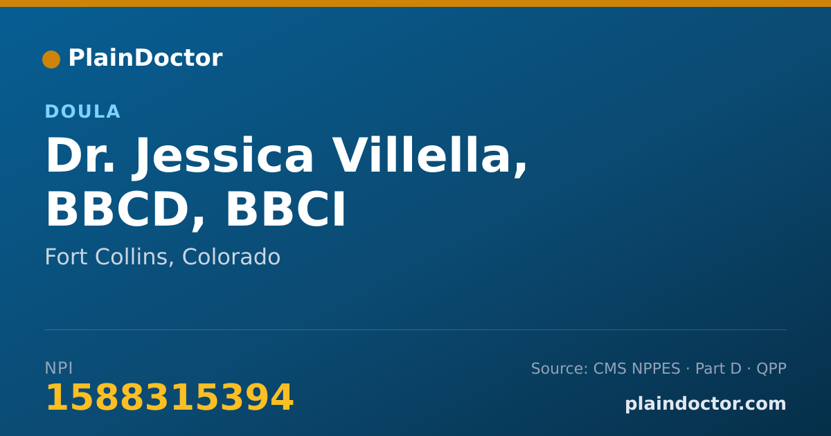 Shareable card for Jessica Villella, BBCD, BBCI - Doula, Fort Collins, CO