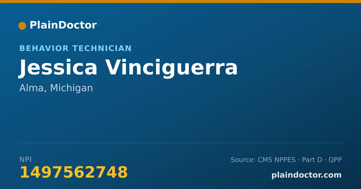 Shareable card for Jessica Vinciguerra - Behavior Technician, Alma, MI