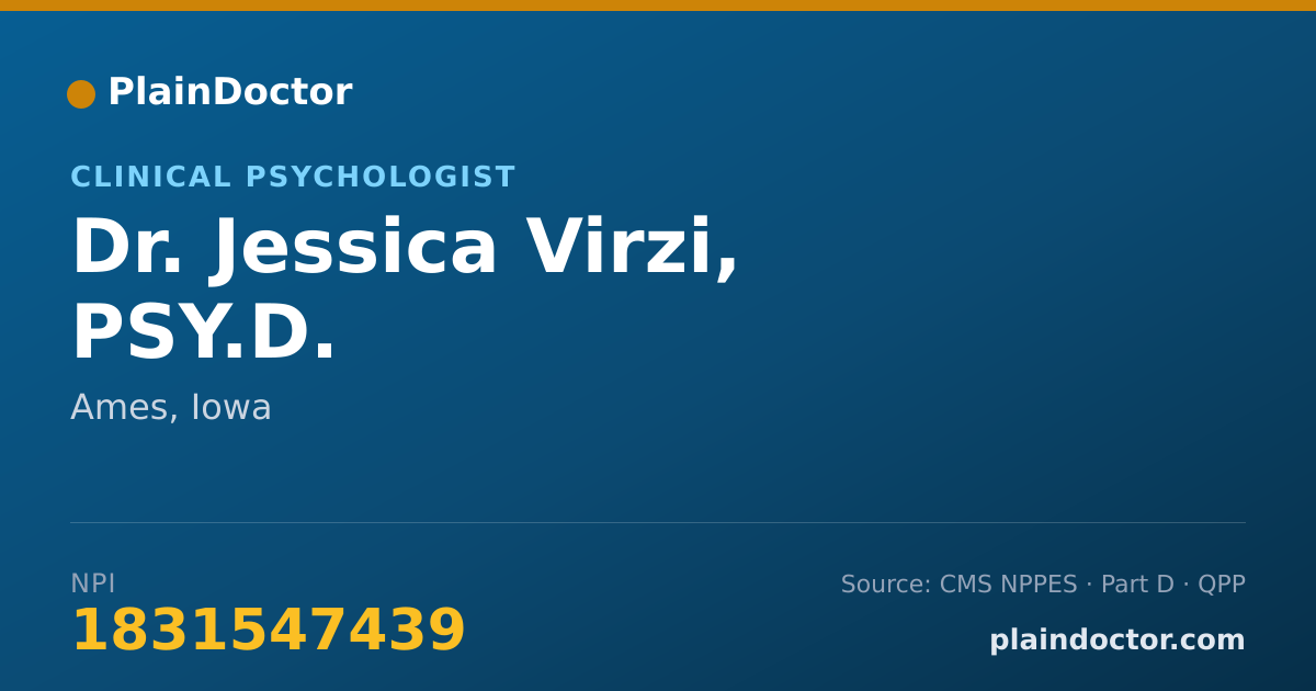 Shareable card for Jessica Virzi, PSY.D. - Clinical Psychologist, Ames, IA