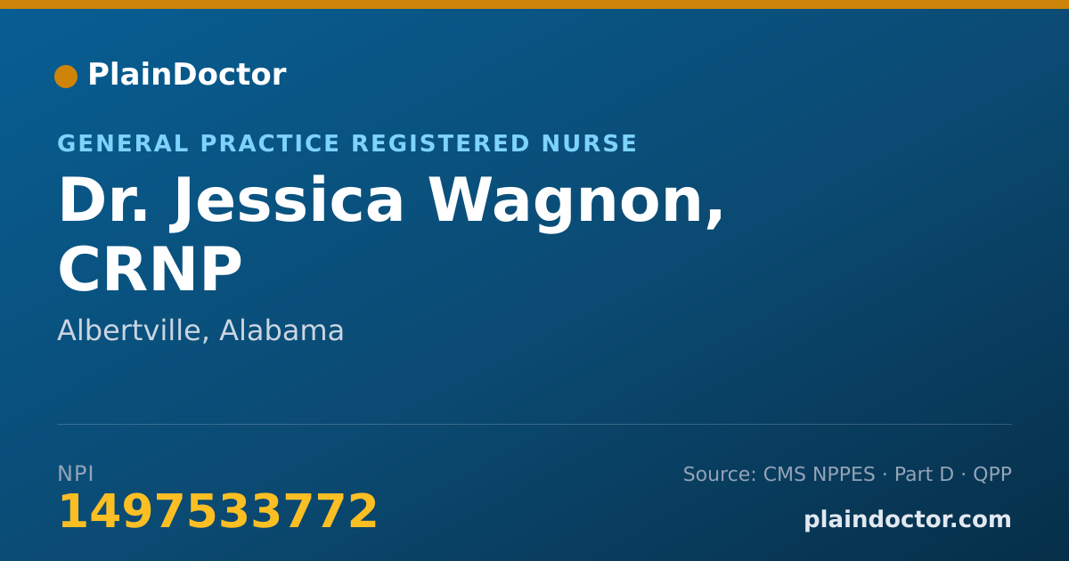 Shareable card for Jessica Wagnon, CRNP - General Practice Registered Nurse, Albertville, AL