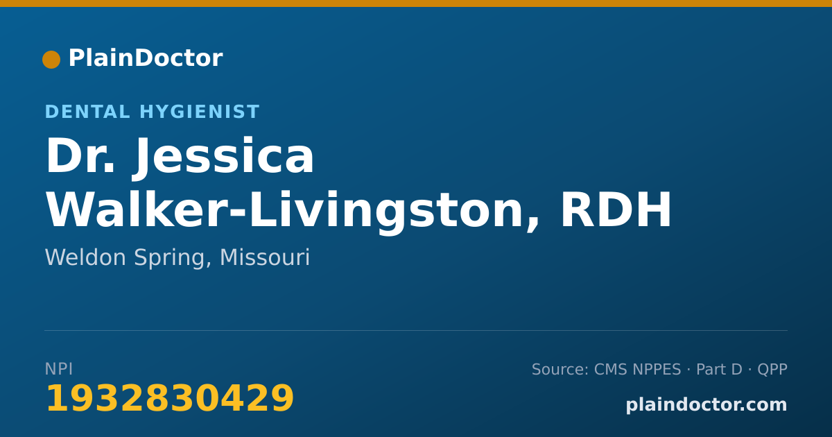 Shareable card for Jessica Walker-Livingston, RDH - Dental Hygienist, Weldon Spring, MO