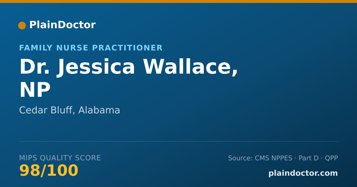 Shareable card for Jessica Wallace, NP - Family Nurse Practitioner, Cedar Bluff, AL