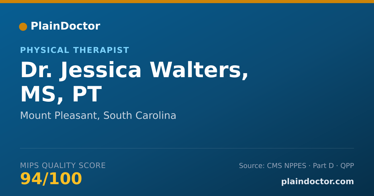 Shareable card for Jessica Walters, MS, PT - Physical Therapist, Mount Pleasant, SC