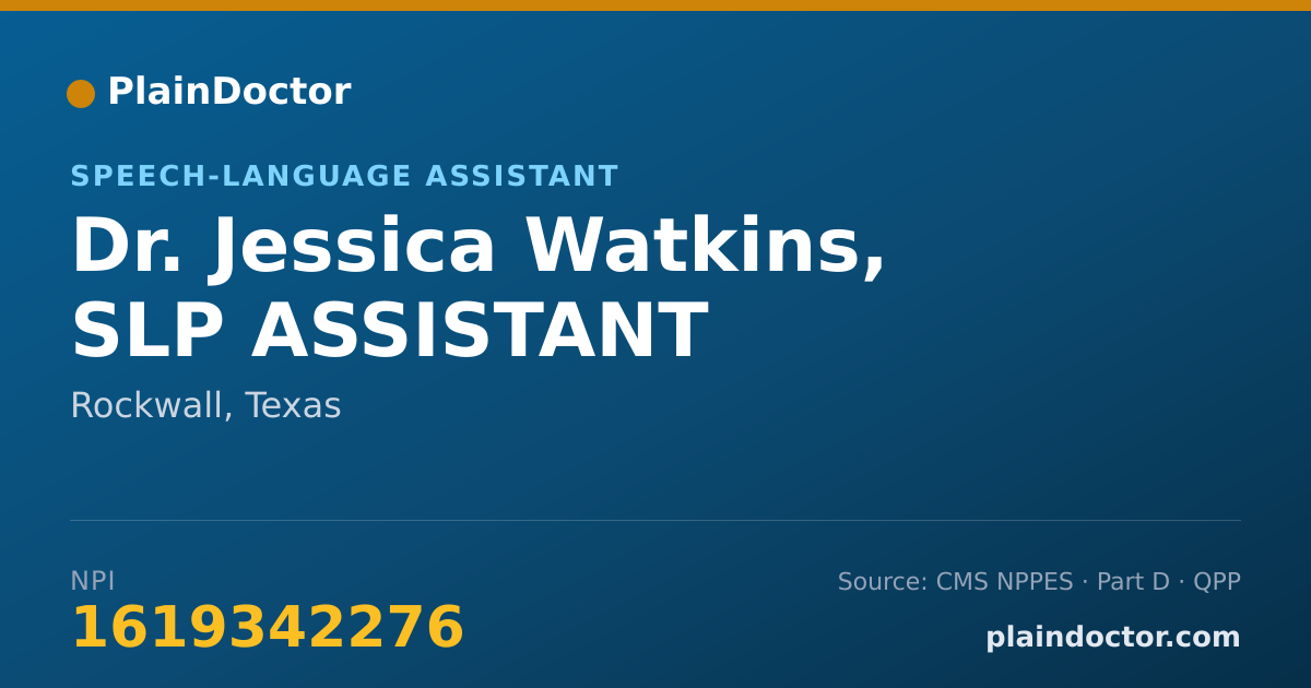 Shareable card for Jessica Watkins, SLP ASSISTANT - Speech-Language Assistant, Rockwall, TX