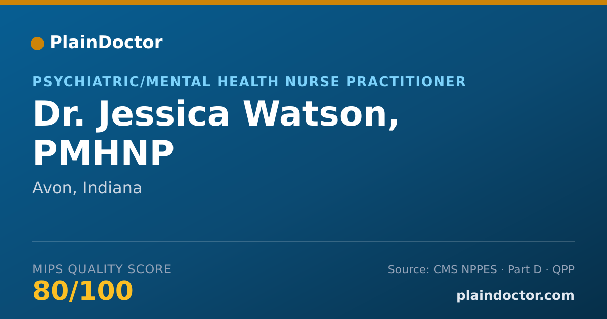 Shareable card for Jessica Watson, PMHNP - Psychiatric/Mental Health Nurse Practitioner, Avon, IN
