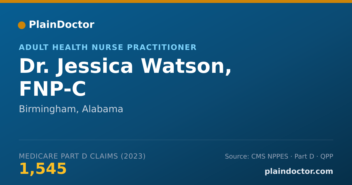 Shareable card for Jessica Watson, FNP-C - Adult Health Nurse Practitioner, Birmingham, AL