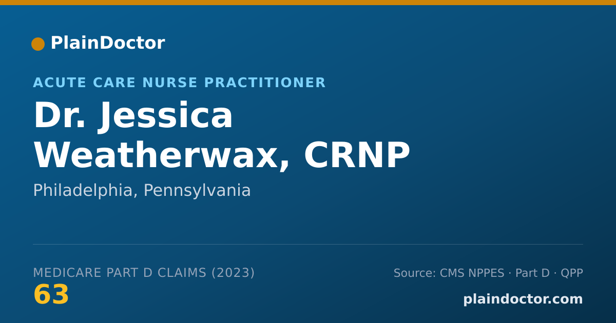 Shareable card for Jessica Weatherwax, CRNP - Acute Care Nurse Practitioner, Philadelphia, PA