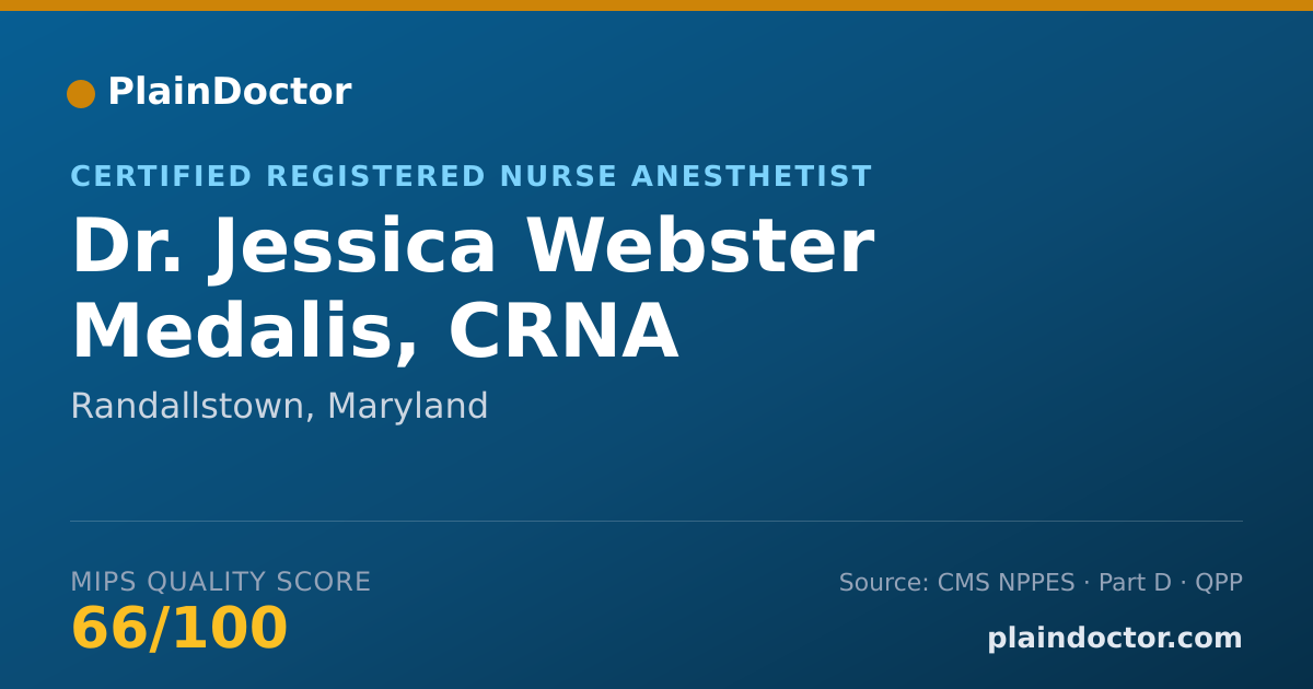 Shareable card for Jessica Webster Medalis, CRNA - Certified Registered Nurse Anesthetist, Randallstown, MD