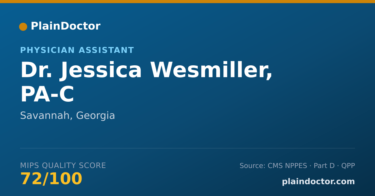 Shareable card for Jessica Wesmiller, PA-C - Physician Assistant, Savannah, GA