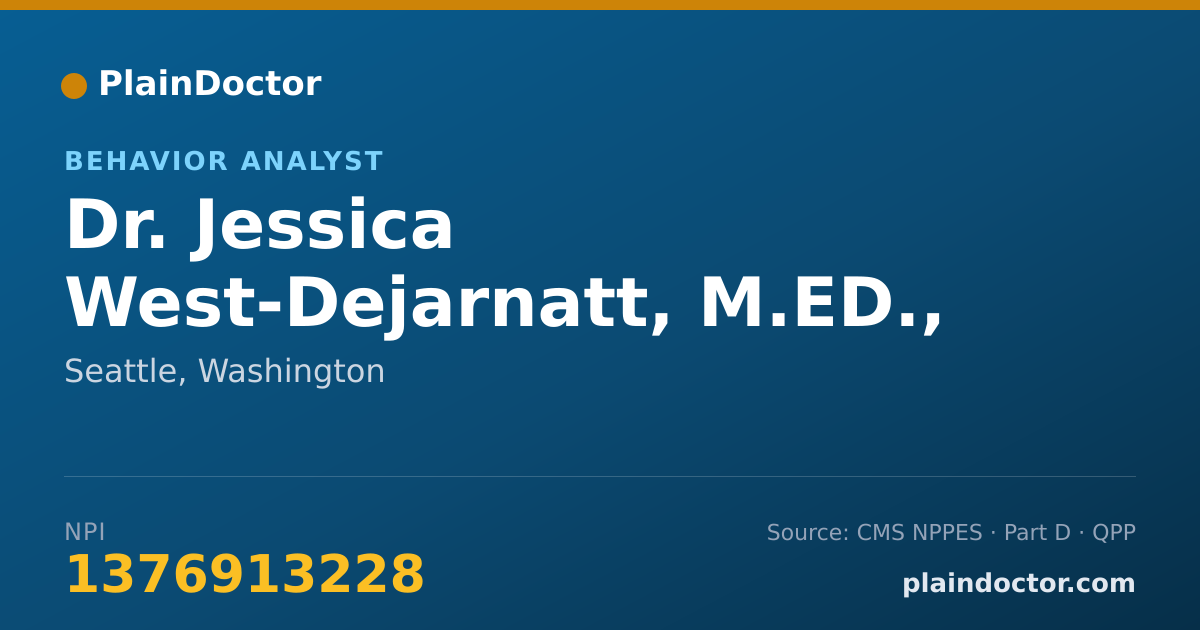 Shareable card for Jessica West-Dejarnatt, M.ED., BCBA - Behavior Analyst, Seattle, WA