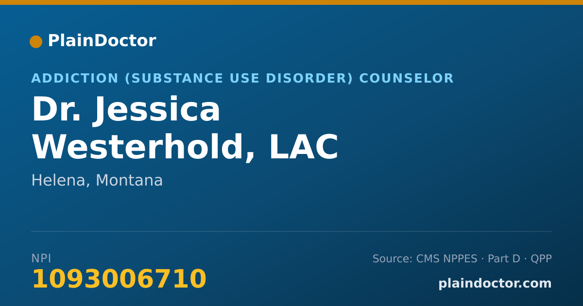 Shareable card for Jessica Westerhold, LAC - Addiction (Substance Use Disorder) Counselor, Helena, MT
