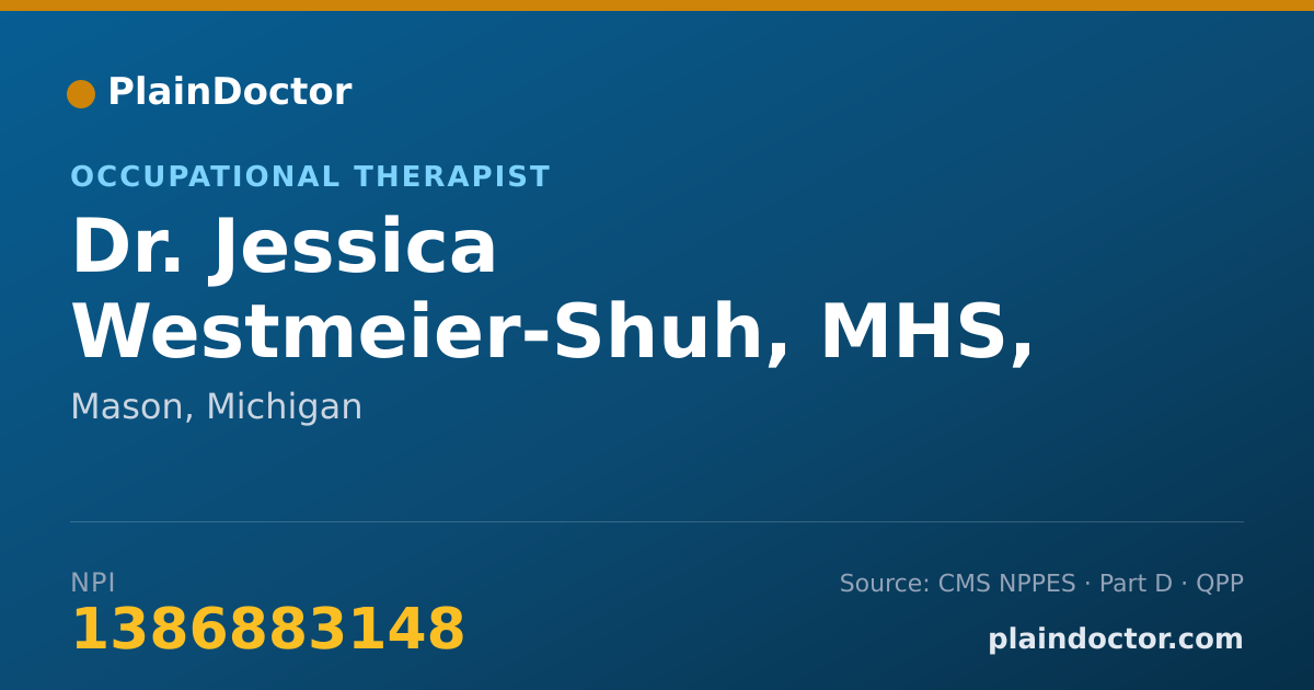 Shareable card for Jessica Westmeier-Shuh, MHS, OTRL, CBIS - Occupational Therapist, Mason, MI