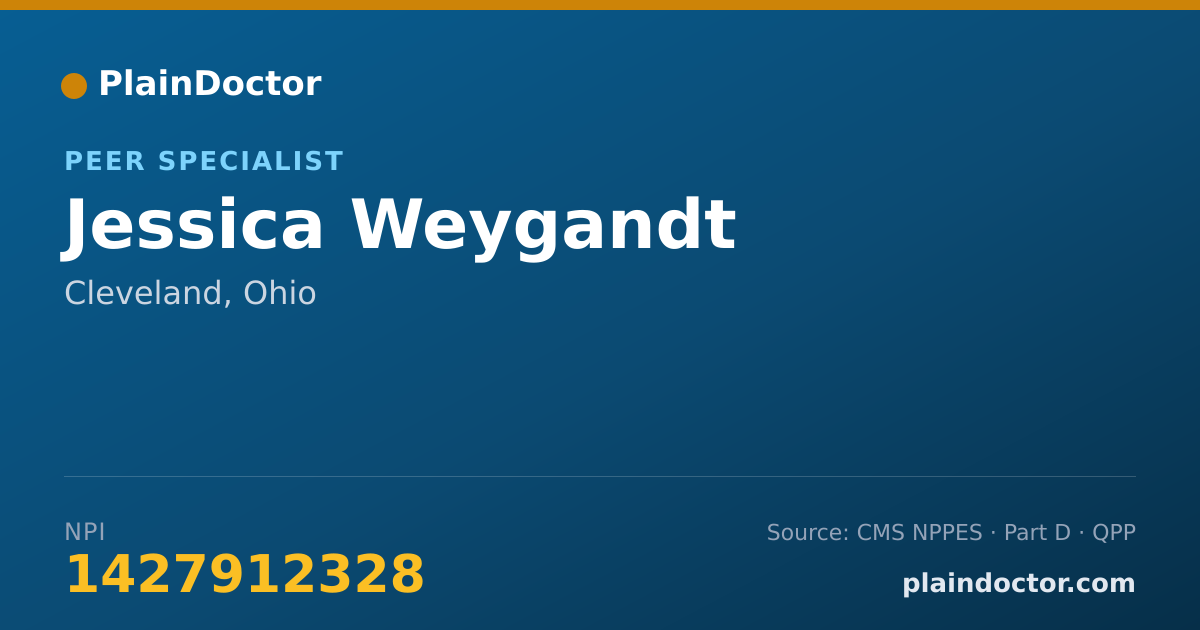 Shareable card for Jessica Weygandt - Peer Specialist, Cleveland, OH