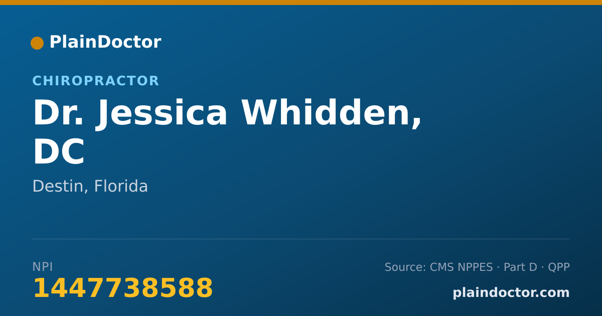 Shareable card for Jessica Whidden, DC - Chiropractor, Destin, FL
